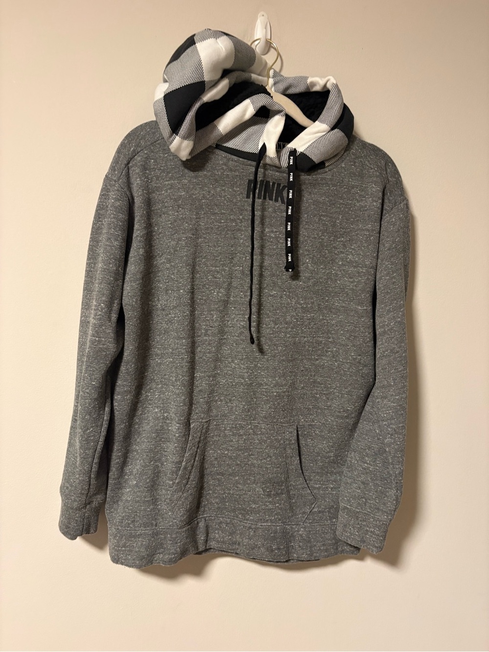 Victoria's Secret Hoodie with Sherpa Checkered Hood Oversized Small